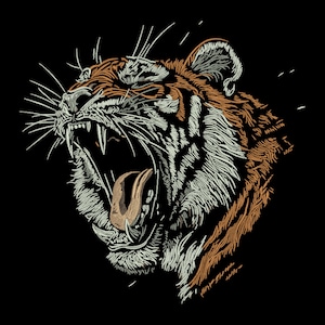 Tiger Head Embroidery Design, Wild Animal Machine Embroidery File, Tiger Embroidery Design, Tiger, 5 Sizes, Format DST PES, Instant Download