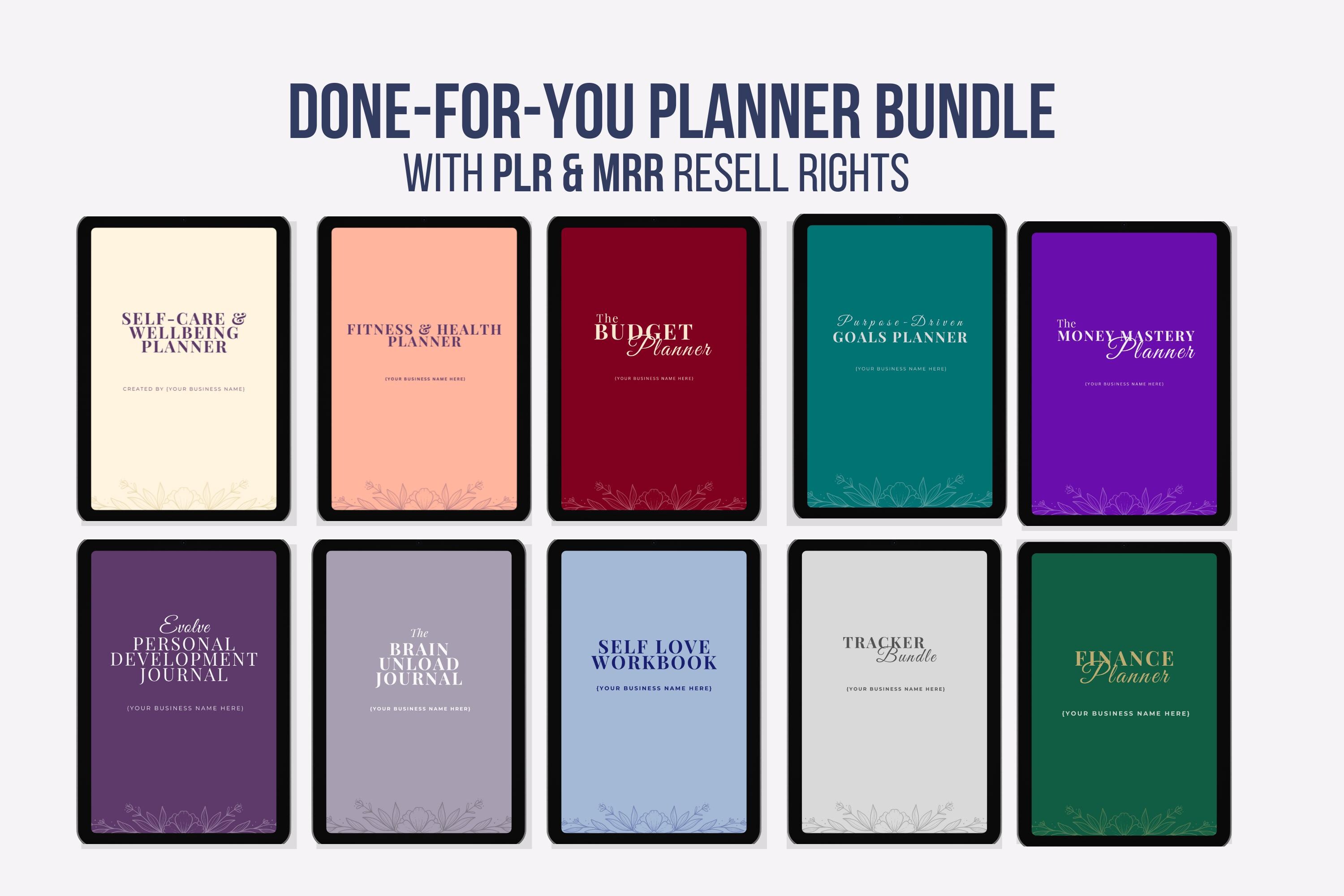 Stay Productive: 10 Planner Bundle with Resell Rights | Customizable Canva Templates | Instant Digital Download  | PLR & MRR Resell Rights