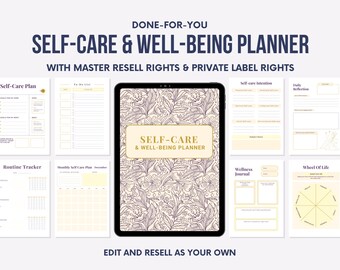 Self-Care  Planner | PLR & MRR Resell Rights | Editable Canva Template | Printable Planner | Wellness Journal | Digital Planner