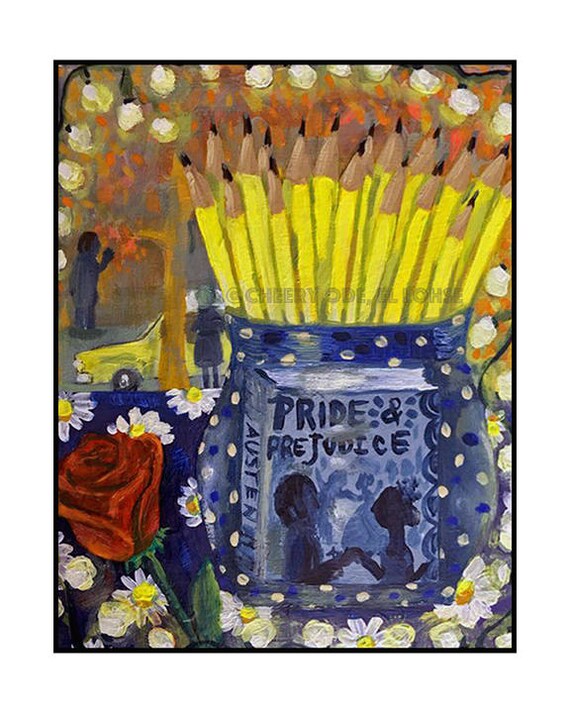 A Bouquet Of Newly Sharpened Pencils Art Print Giclee Etsy