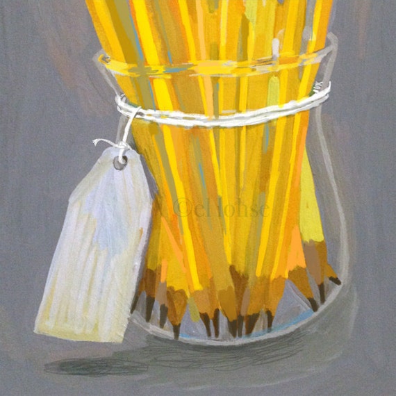 A Bouquet of Freshly Sharpened Pencils Art Print . for | Etsy