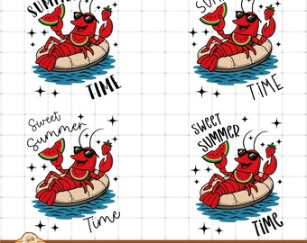 Lobster Print Sweet Summer Time PNG, Beach Prints Summer Strawberry Png, Summer Checkered Png, Beach Png, Summer Clipart, Summer Lobster Png