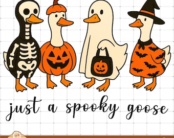 Spooky Goose Halloween Bundle Png, Funny Goose Skeleton Witch Pumpkin Ghost Digital, Just a Spooky Goose Png, Fall Sublimation Png
