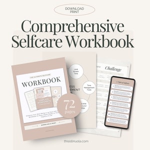 Guía completa del libro de trabajo de autocuidado Hojas de trabajo de autocuidado imprimibles Planificador Plantillas de diario Autoevaluación Seguimiento de bienestar Guía en PDF