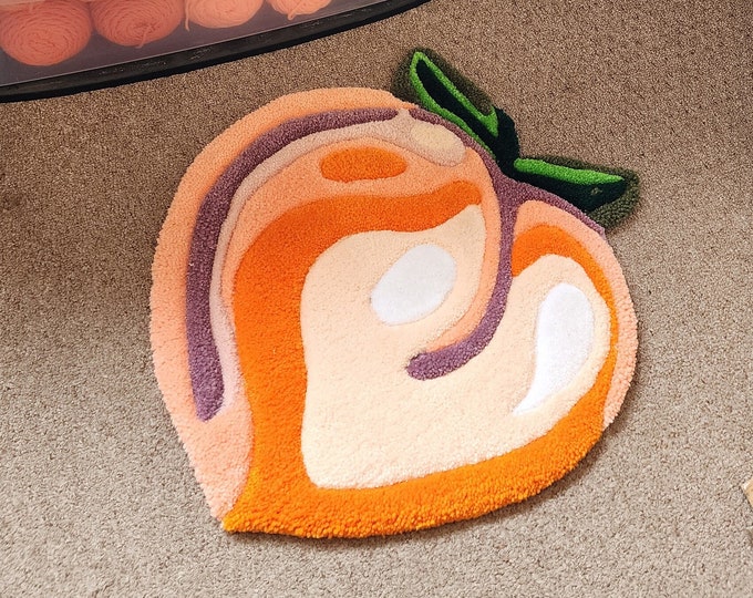 Peach Tufted Rug - Novelty Rug - Handmade Gift - Boho Gift