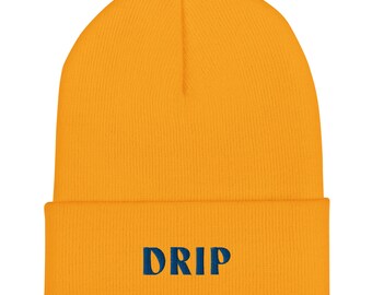 DRIP Embroidered Cuffed Beanie (Blue Text)