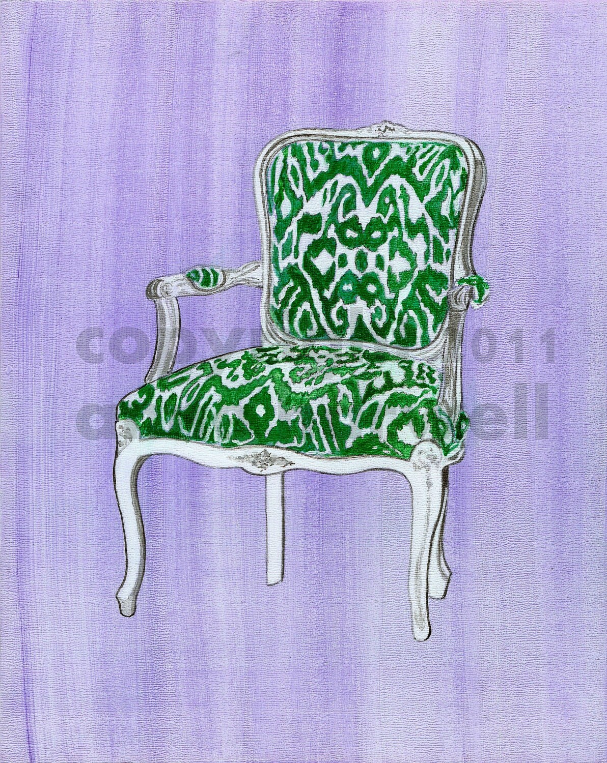 GREEN IKAT CHAIR Print Etsy