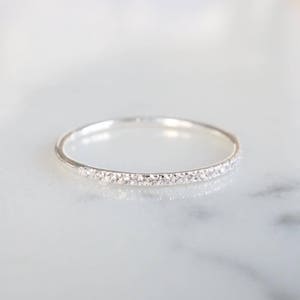 CLARA. Thin pave band. CZ gemstone ring, dainty silver band. wedding band silver minimalist ring.