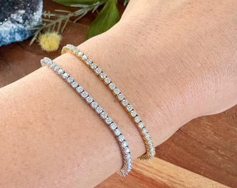 2mmモアッサナイトテニスブレスレット。スターリングシルバーブレスレット