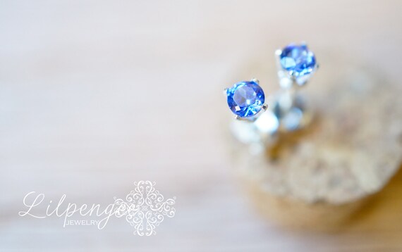 Items similar to nova - 3mm tanzanite earrings. gemstone studs. tiny ...