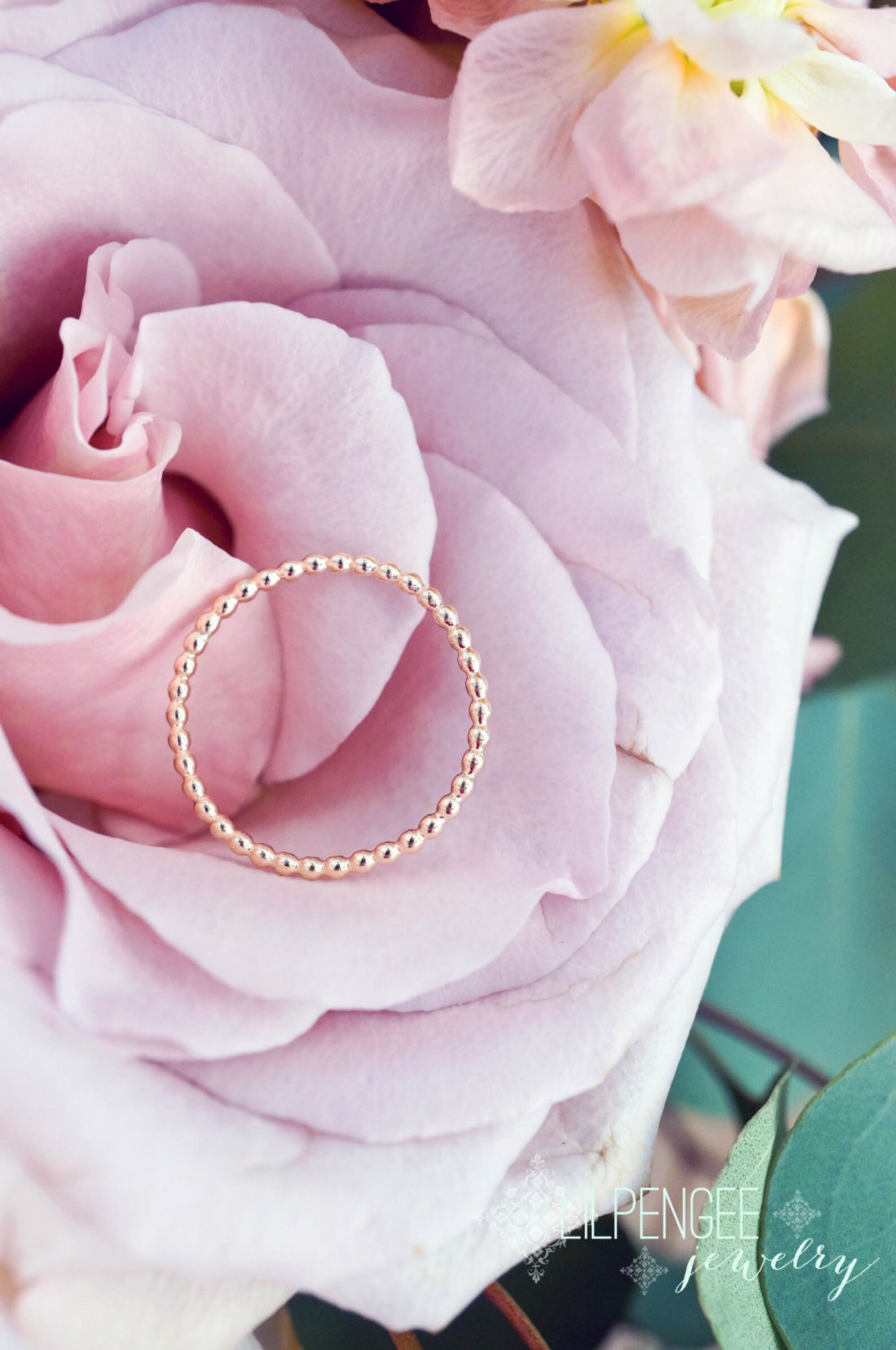 Gold Bella - 14K Gold-fill Dotted Ring. Stacking Ring. Beaded Gold Band ...