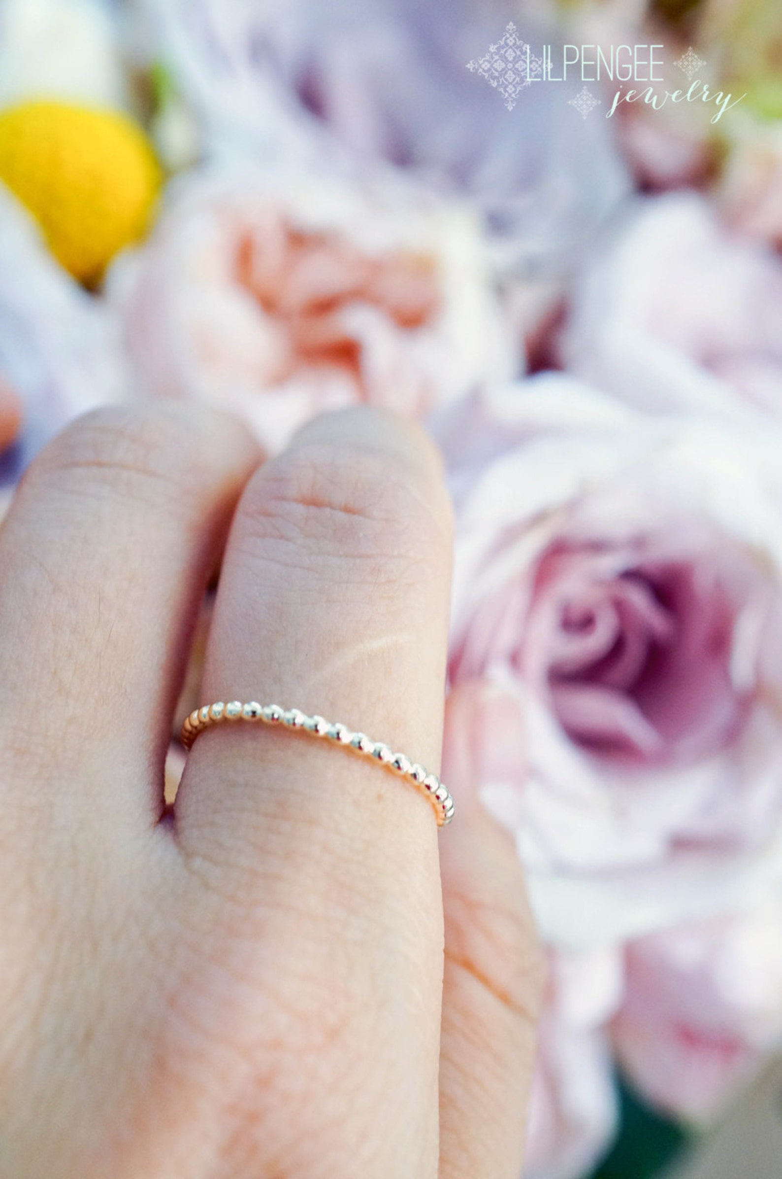 Gold Bella - 14K Gold-fill Dotted Ring. Stacking Ring. Beaded Gold Band ...