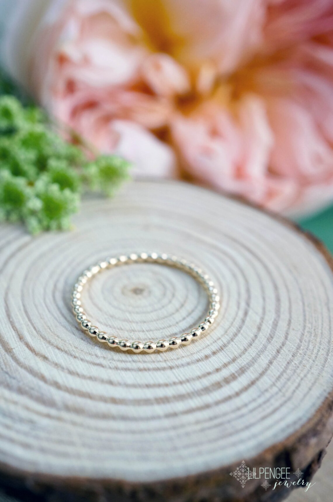 Gold Bella - 14K Gold-fill Dotted Ring. Stacking Ring. Beaded Gold Band ...