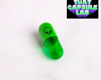 100 x Empty Gelatin Capsules Size 3 Joined - Green alien caps