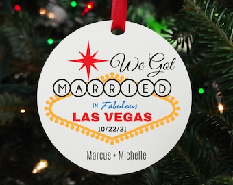 Personalized Christmas Ornaments wedding Las Vegas Personalized Christmas Ornament  Las Vegas Wedding Ornament We Got Married Ornament Vegas