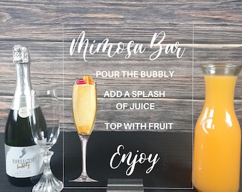 Mimosa Bar Sign Bridal Shower Mimosa Bar Sign Baby Shower Mimosa Bar Sign Acrylic Wedding Brunch Sign Clear Acrylic Sign Open Bar Event