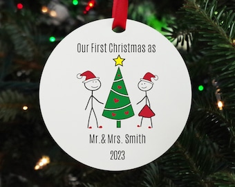 Our First Christmas Married Ornament 2023  Mr and Mrs Ornament First Christmas ornament Married Couples Christmas Ornament