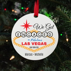 We Got Engaged Ornament Las Vegas Ornament Engagement ornament Ball Engaged Engaged Ornament Personaliezed Engaged In Las Vegas Ornament