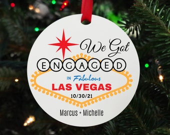 We Got Engaged Ornament Las Vegas Ornament Engagement ornament Ball Engaged Engaged Ornament Personaliezed Engaged In Las Vegas Ornament