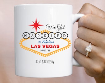 Las Vegas Personalized Mug  Newlywed Mug  We Got Married  Las Vegas Wedding