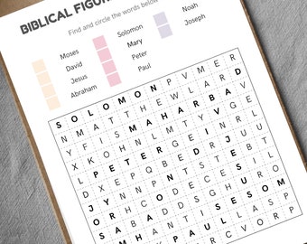 Printable Biblical Figures Word Search – Fun and Educational Activity for Kids, Church, and Sunday School