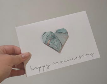Origami Heart Happy Anniversary Greeting Card