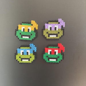 TMNT teenage mutant ninja turtles magnets Perler beads fuse beads fridge magnets