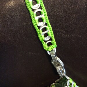 Lime Green and Plum Pull Tab Crochet Purse image 5