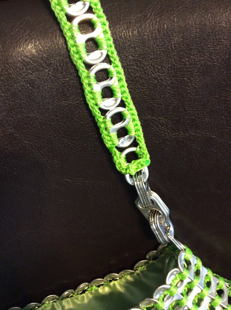 Lime Green and Plum Pull Tab Crochet Purse image 5