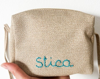 Mini borsa con tracolla ricamata a mano “stica”