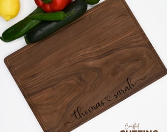 Custom Couples Cutting Board, Personalized Name Wooden Cutting Board, Engraved Wooden Chopping Board, Customized Name Charcuterie Board