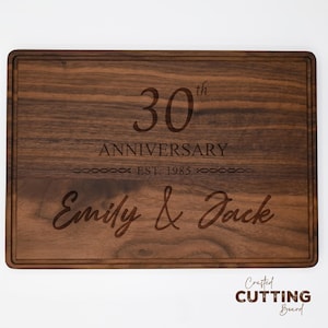 Personalized Anniversary Cutting Board: Engraved Walnut or Bamboo Charcuterie Board