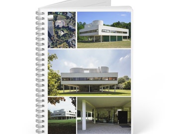 Ville Savoye Le Corbusier Notebook - A5 Lined Wirobound Journal - Architectural Design Gift