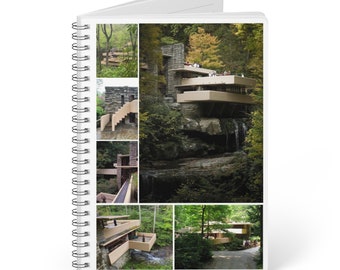 Frank Lloyd Wright's Fallingwater - A5 Lined Softcover Notebook, Architectural Gift for Students and Professionals