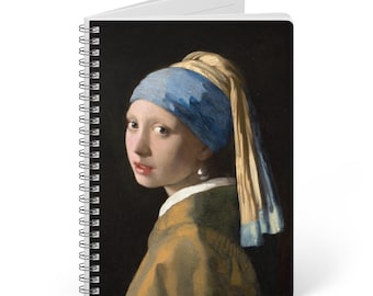 Vermeer's Girl with Pearl Earring Notebook - A5 Wirobound Journal for Art Lovers and Students