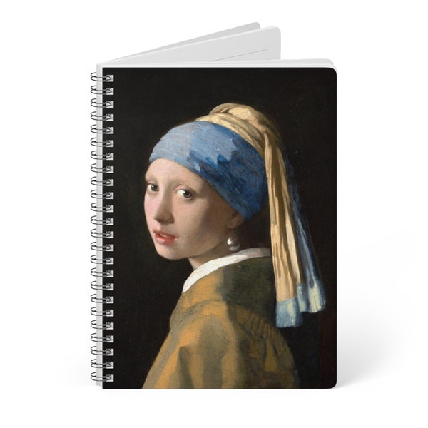 Vermeer's Girl with Pearl Earring Notebook - A5 Wirobound Journal for Art Lovers and Students
