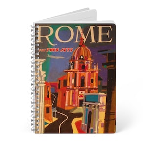 Rome Vintage Travel Poster Notebook, Wirobound Softcover A5, Perfect for Journaling, Unique Gift for Travel Lovers