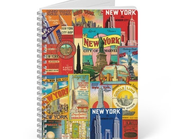 New York Mosaic Notebook, Gloss-Laminated A5 Journal, Perfect for Students & Art Lovers, Unique Cityscape Gift