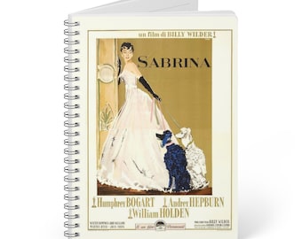 Sabrina Movie Poster Notebook - Audrey Hepburn A5 Wirobound Journal - Lined Paper Writer's Gift