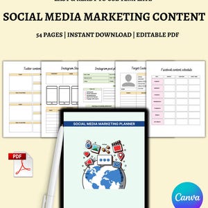 Social Media Marketing Planner | Content Strategy & Growth Tracker | Digital Marketing Organizer