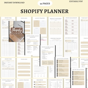 Shopify Planner | E-commerce Business Organizer and Strategy Planner | Product & Sales Tracker