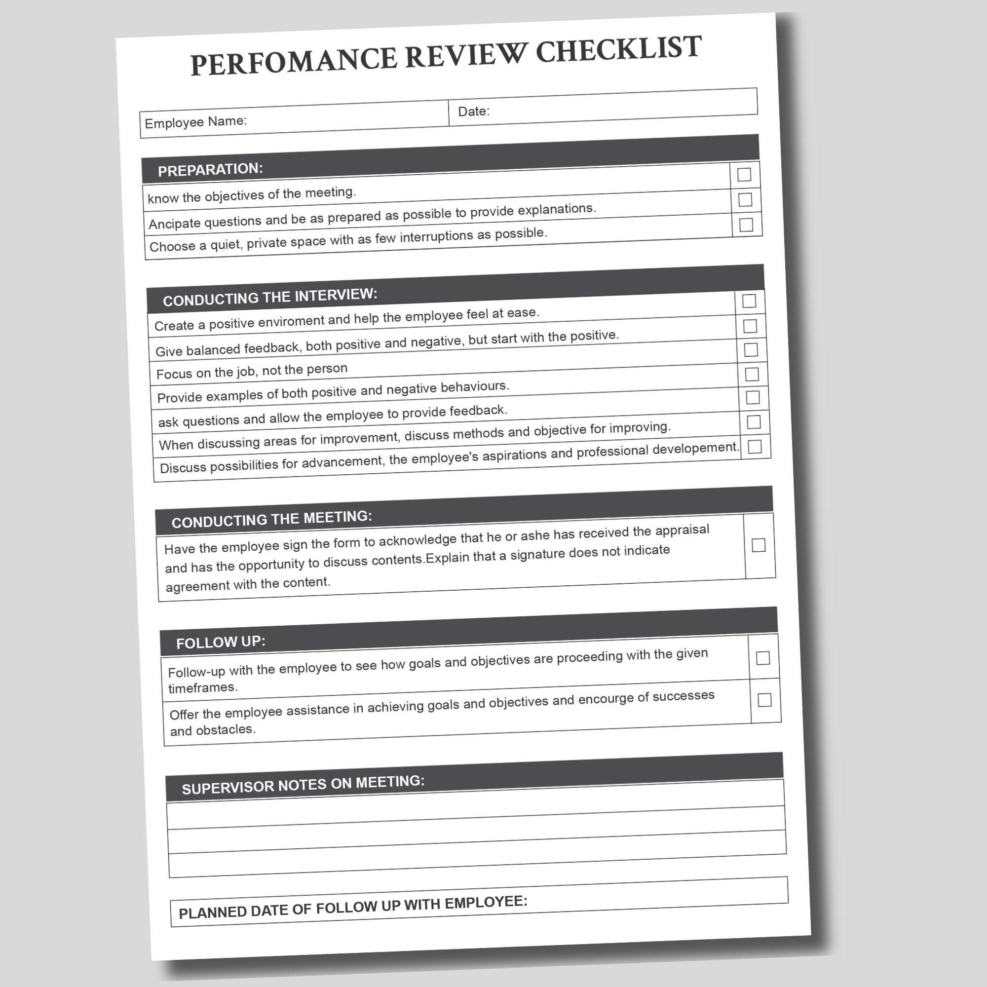 Check List Good Performance Performance Review Checklist: Editable Employee Evaluation Form (MS ...