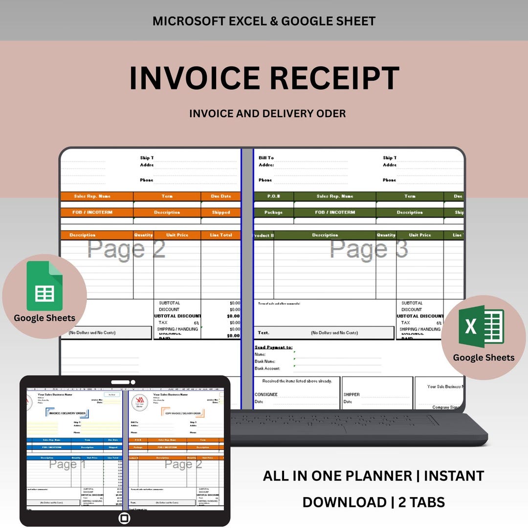 Invoice & Receipt Tracker | Google Sheets and Excel Spreadsheet for ...