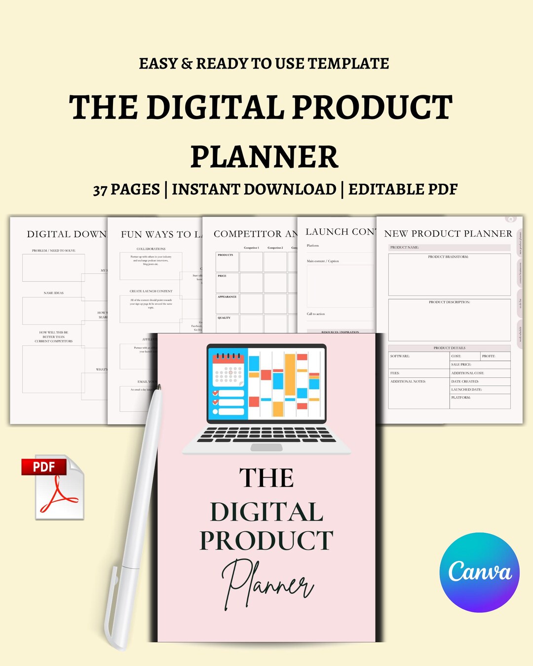 Digital Product Planner | Product Launch and Sales Tracker | Marketing ...