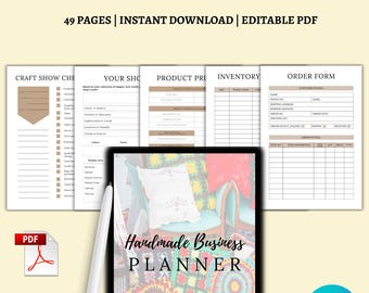 Planificador de negocios hecho a mano / Organizador creativo para emprendedores / Seguimiento de productos, marketing y finanzas