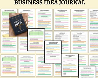 Puede incluir: Un diario de ideas de negocio de 13 páginas con un diseño colorido. El diario incluye secciones para la investigación de la competencia, el público objetivo, el lienzo del modelo de negocio, el plan de financiación e inversión, los desafíos y la evaluación de riesgos, y el análisis de problemas y soluciones. El diario es editable y se puede descargar instantáneamente.