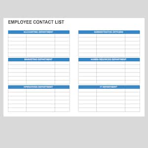 Employee Contact List Template | Editable MS Word Docx & A5 PDF | Staff Directory, Emergency Contacts, Printable HR Form, Instant Download