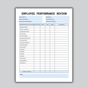 Employee Performance Review Template: Printable HR Evaluation (PDF) - Etsy