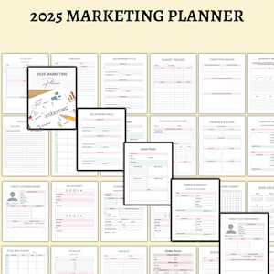 2025 Marketing Planner | Social Media and Marketing Strategy Tracker | Business Growth & Advertising Planner