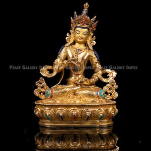 Gold Plated Copper Vajrasattva Statue - Buddhist Deity